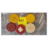 Lot of Antique Clay Chips with Images