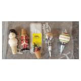 Lot of 5 Christmas Wine Bottle Stoppers