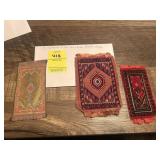 Lot of 3 Silk Tobacco Rugs, Persian Doll House