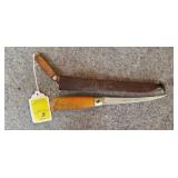 Vintage Rapala fish, scaling knife with sheath