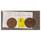 2 - 1943 South Dakota License Tabs (Pair)