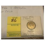 1966 Spain 1 Pacenta Coin