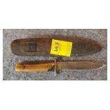 Cintage Bowie Type Knife w/ Sheath Part Chipped