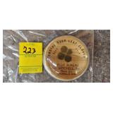 Antique Glass Paper Weight Genuine 4 Leaf Clover