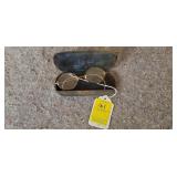 Antique Wire Rim Bifocal Glasses with Case
