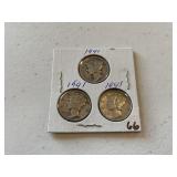 (3) 1941 Mercury Dimes