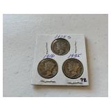 (3) Mercury Dimes