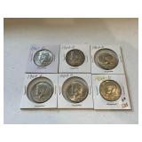 (6) 40% Kennedy Half Dollars