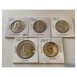 (5) 40% Kennedy Half Dollars
