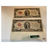 1928 D & G $2 Red Seals (2 Total)