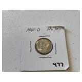 1941 D Mercury Dime