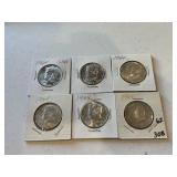 (6) 1964 Kennedy Half Dollars