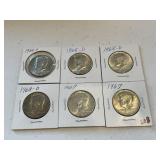 (6) 40% Kennedy Half Dollars