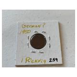 1950 German 1 Pfenning