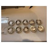 (10) 1-oz. Silver Rounds--Bill of Rights