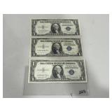 (3) Silver Certificate $1 Bills