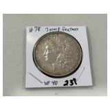 1878 7 over 8 Feathers Morgan Dollar