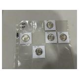 (5) 1965 40% Silver Kennedy Half Dollars