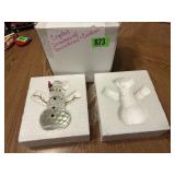 Crystal Snowman with Brass Arms & Cardinal