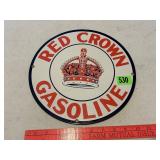 Vintage Round Red Crown Gasoliine Sign