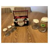 Assorted Christmas Canisters & Santa Box