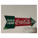 Coca Cola Sold Here Arrow Shaped Sign