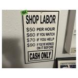 Shop Labor Pricing Sign