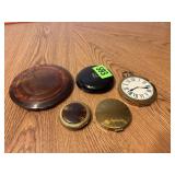 Assorted Compacts & Pocket Watch