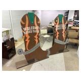 Large Wooden Cut-Out Cowboy Boot Decor