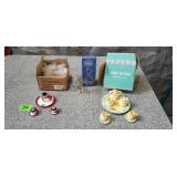 2 Miniature Tea Sets & Glass Figurine