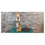 Decorative Wooden Scarecrow & Lights