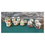 Vintage Apple Tea Kettle, Mugs, S & P, Misc.