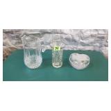 Crystal Pitcher, Vase & Candy Dish