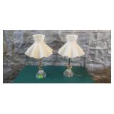 Set of Vintage Glass Lamps with Shades