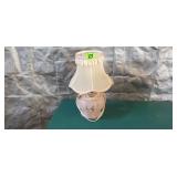 Vintage Ceramic Table Lamp with Ruffled Shade