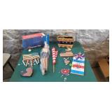 American Flag Decor, Lights, Basket