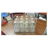 Vintage Milk Crate full of Glass Bottles w/Tops