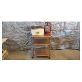 Vintage Bread Box, Lantern & Lunch Cart