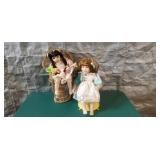 Porcelin Dolls (2) with Stands