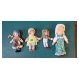 4 Soft "Holly Hobbie"  & Other Rag Type Dolls