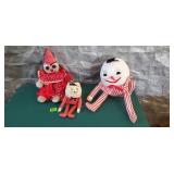 Vint. Handmade Humpty Dumpty Dolls(2) & Clown Doll