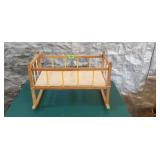 Vintage Natural Wood Doll Bed