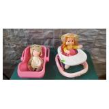 2 Baby Dolls with Car Seat & Walker