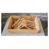 Crate w/ Wooden Clothes Hangers