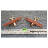 Pair of Rustic Wyandotte Pressed Steel Toy Planes