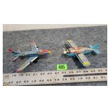 Pair of Vintage Tin Litho Fighter Planes