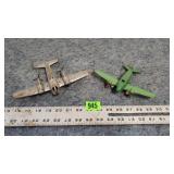 Lot of 2 Vintage Tin Toy Planes