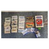 Assortment of Airplane Trading Cards, Game Book,