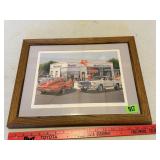 Mobil Service, Ford & Corvette Framed Print