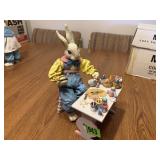 Easter Bunny in Workshop Painting Eggs